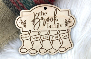 Family stocking ornament