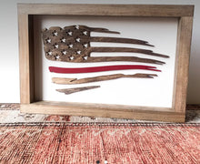 Load image into Gallery viewer, Stained lined American flag
