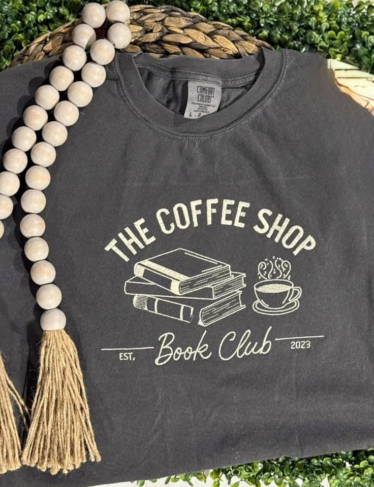The coffee shop book club embroidered