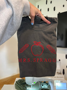 Teacher name icon embroidery