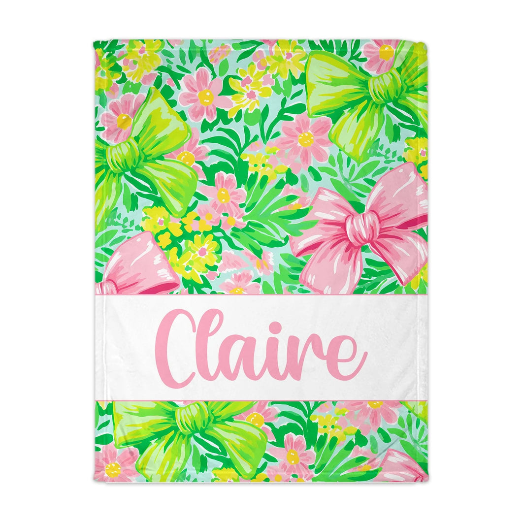 Bow name blanket- multiple colors
