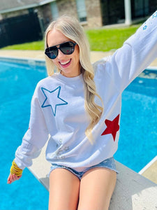 360 Fourth Of July Patriotic Glitter Sweatshirt