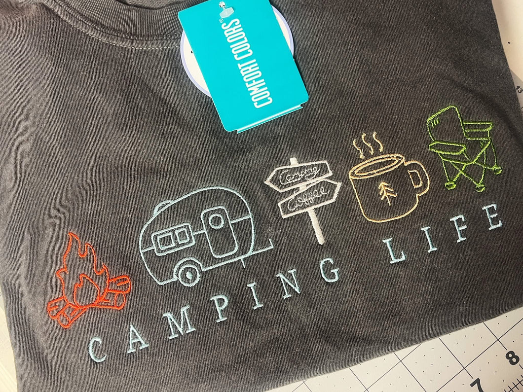 Camping life icon embroidered