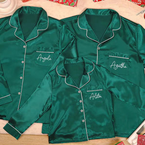 100% silk satin matching pajamas - end of November ship