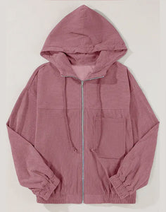 Corduroy hooded jacket