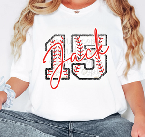 Custom faux glitter name and number