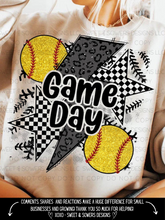 Load image into Gallery viewer, Game day faux glitter softball
