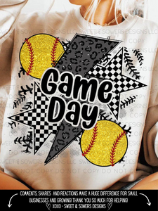 Game day faux glitter softball