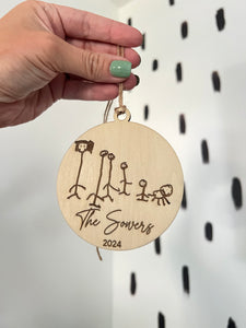 Family drawing ornament