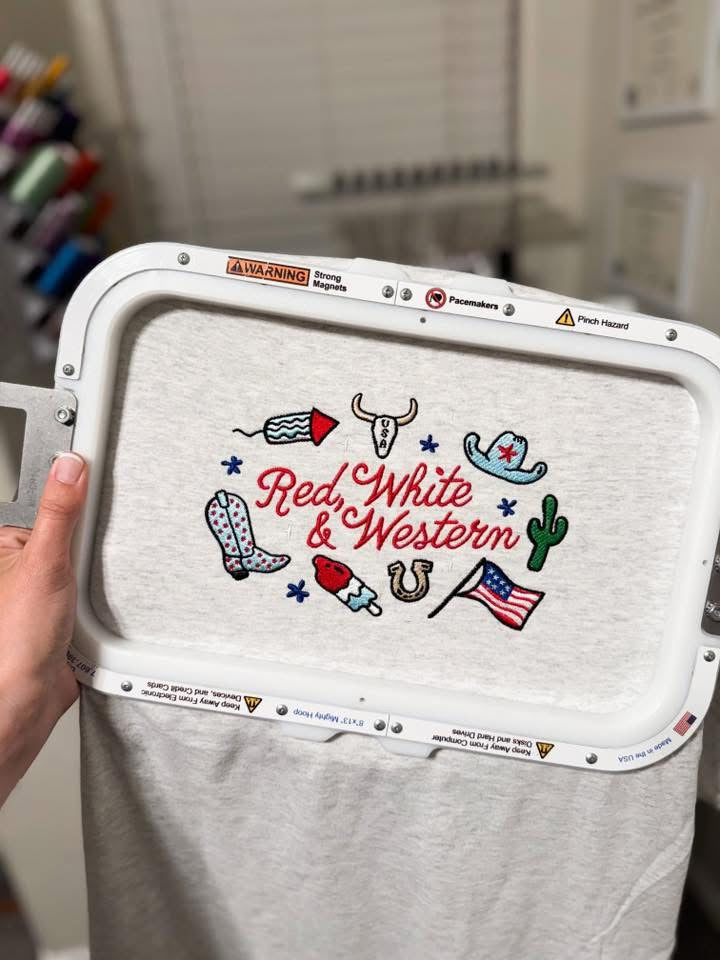 Red white and western embroidered