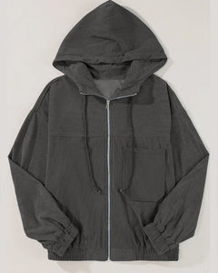 Corduroy hooded jacket