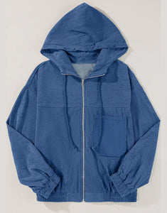 Corduroy hooded jacket