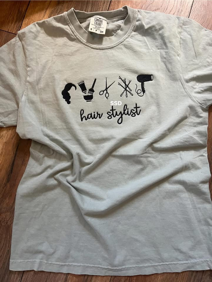 Hair stylist icon embroidered