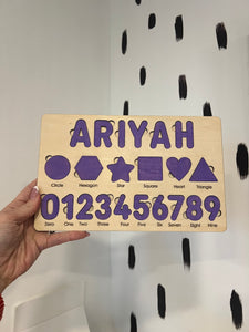 Name puzzle with shapes and numbers