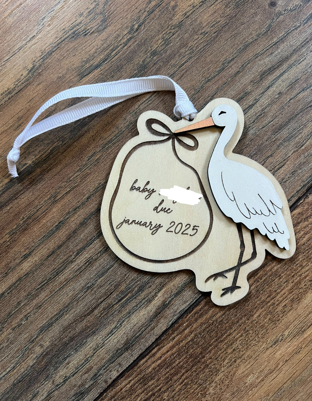 Baby due stork ornament