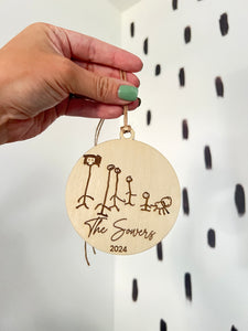 Family drawing ornament