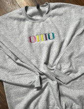 Load image into Gallery viewer, Custom rainbow print embroidered crew
