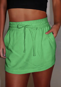 French terry drawstring skirt with pockets