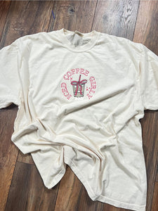 Iced coffee girly embroidered center