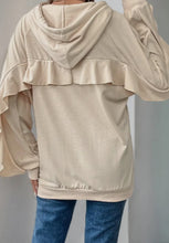 Load image into Gallery viewer, Ruffled long sleeve hooded sweatshirt
