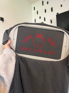 Teacher name icon embroidery