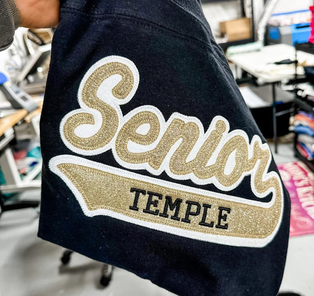 Custom glitter senior icon embroidered