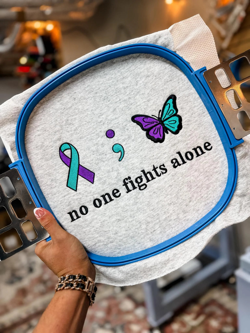 No one fights alone - embroidered