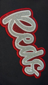 Reds double layer embroidered glitter