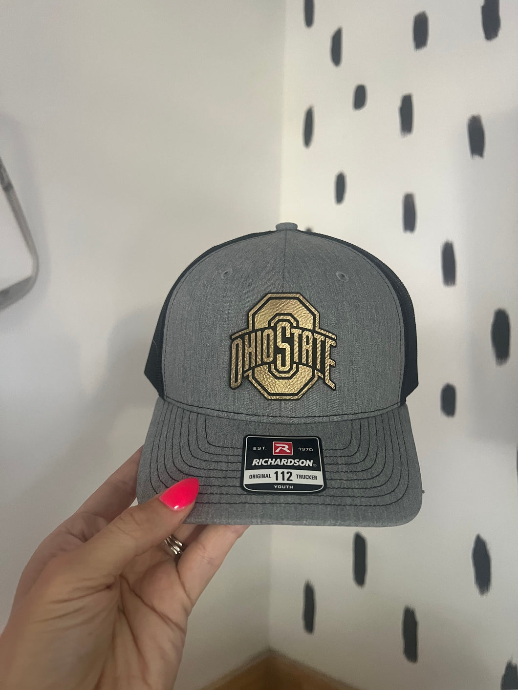 Leather patched hat
