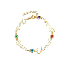 Load image into Gallery viewer, Personalized Name + Birth Stone Bracelet
