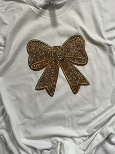 Brown faux glitter bow