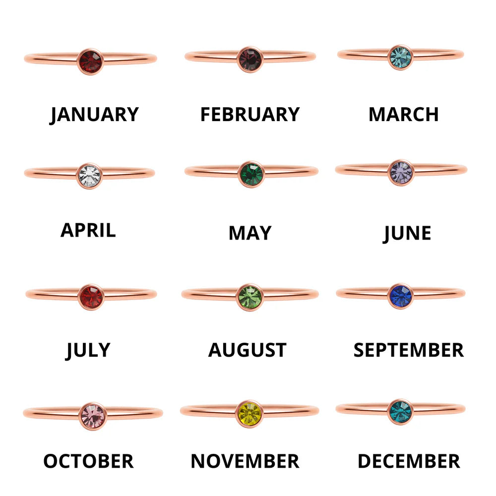 Birthstone stacking ring rose gold