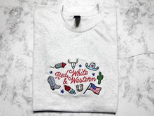 Load image into Gallery viewer, Red white and western embroidered
