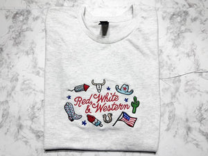 Red white and western embroidered