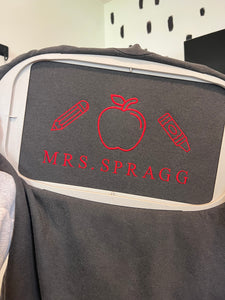 Teacher name icon embroidery