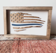 Load image into Gallery viewer, Stained lined American flag

