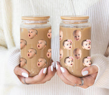 Load image into Gallery viewer, 16 oz glass face cup
