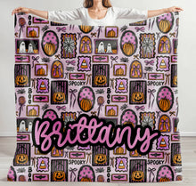 Load image into Gallery viewer, Pink Halloween collage blanket
