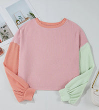 Load image into Gallery viewer, Ribbed knit Colorblock drop shoulder
