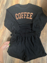 Load image into Gallery viewer, Medium black sequin coffee pocket short set
