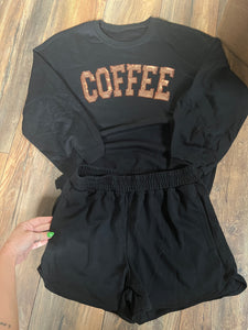 Medium black sequin coffee pocket short set
