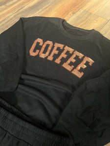 Medium black sequin coffee pocket short set