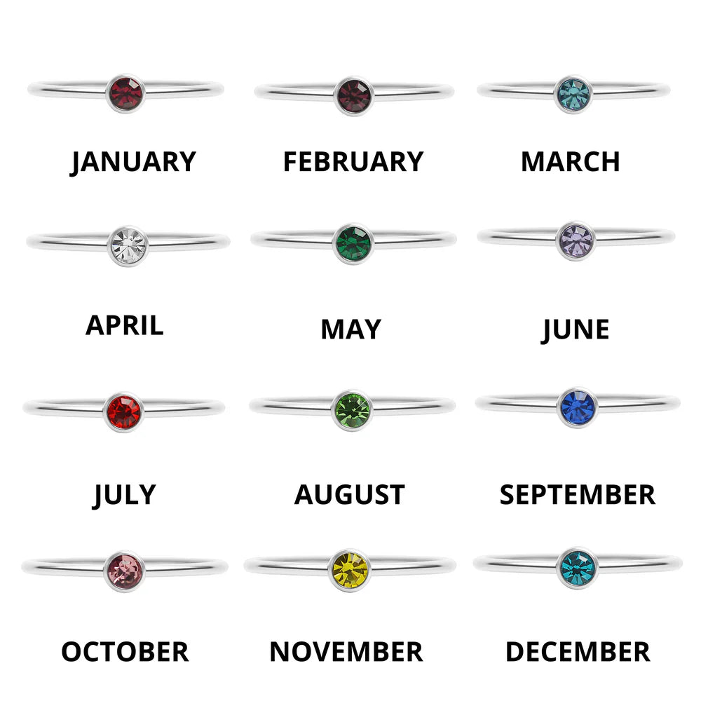 Birthstone stacking ring silver