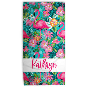 Flamingo beach towel