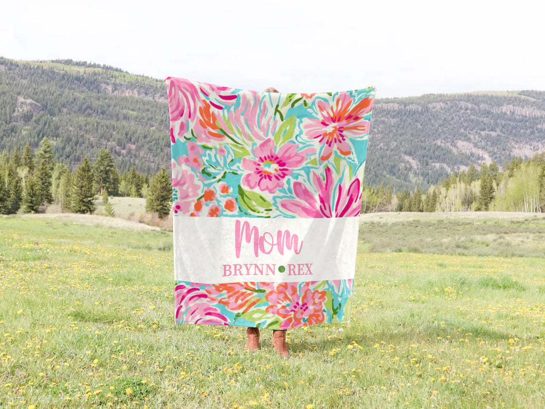 Floral name blankets