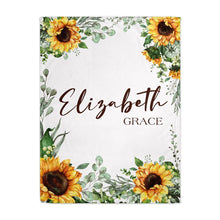 Load image into Gallery viewer, Sunflower Personalized Baby Blanket
