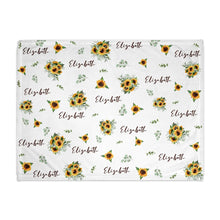 Load image into Gallery viewer, Sunflower Pattern Personalized Baby Blanket
