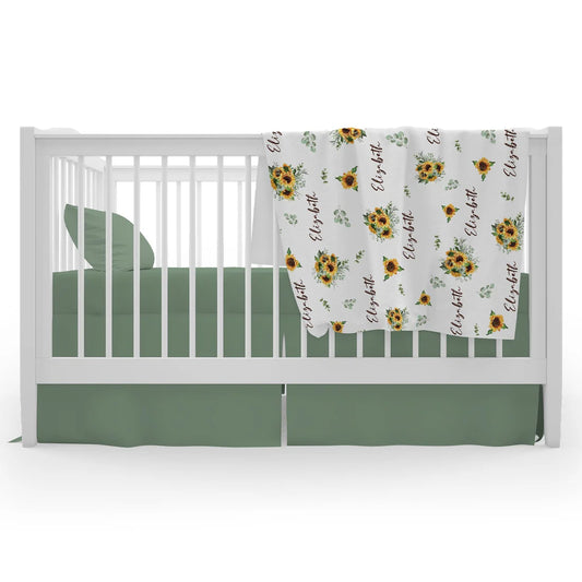 Sunflower Pattern Personalized Baby Blanket