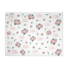 Load image into Gallery viewer, Blushing Floral Pattern Personalized Baby Blanket
