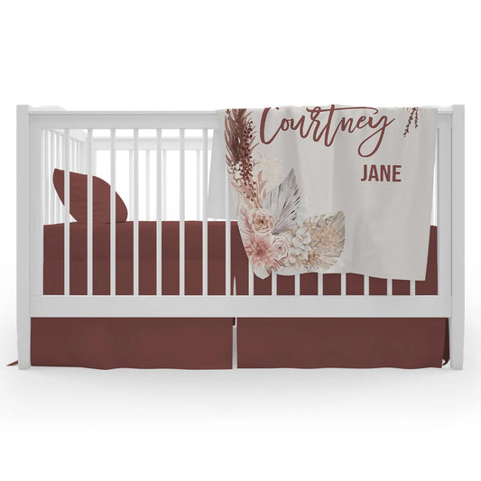 Boho floral personalized baby blanket